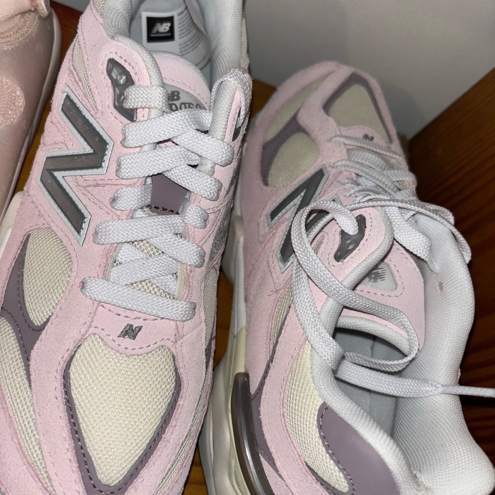 New Balance Pink and White Retro Sneakers
